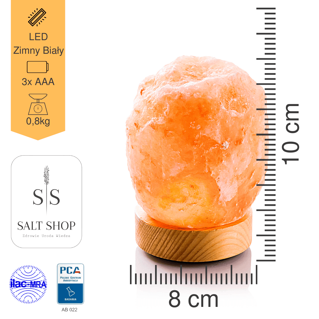 Lampa solna na podstawie z drewna, podświetlanie diodami LED - obrazek 3